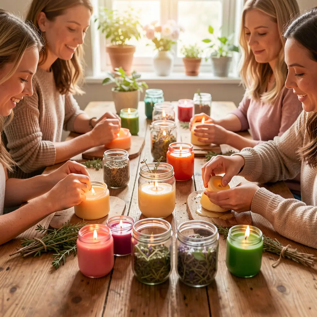 Private group enjoying a candle making session together
